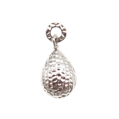 925 Sterling Silver Vintage Hammered Teardrop Slide Charm Pendant