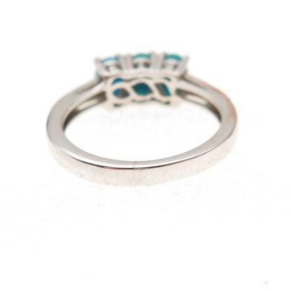 Chuck Clemency 925 Sterling Silver Real Turquoise & White Topaz Ring Size 7