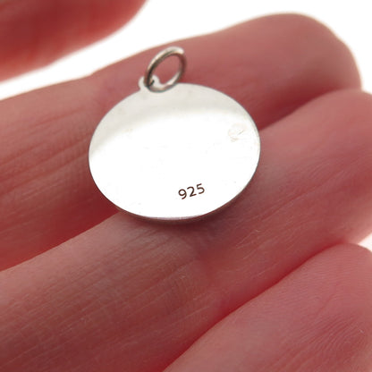 925 Sterling Silver Yellow Enamel Dead Face Emoji Round Tag Mini Charm Pendant