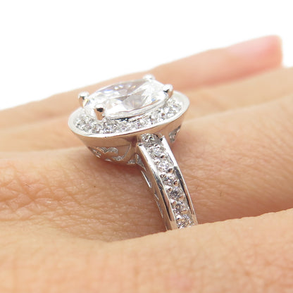 925 Sterling Silver Oval & Round-Cut C Z Promise Ring Size 10.25