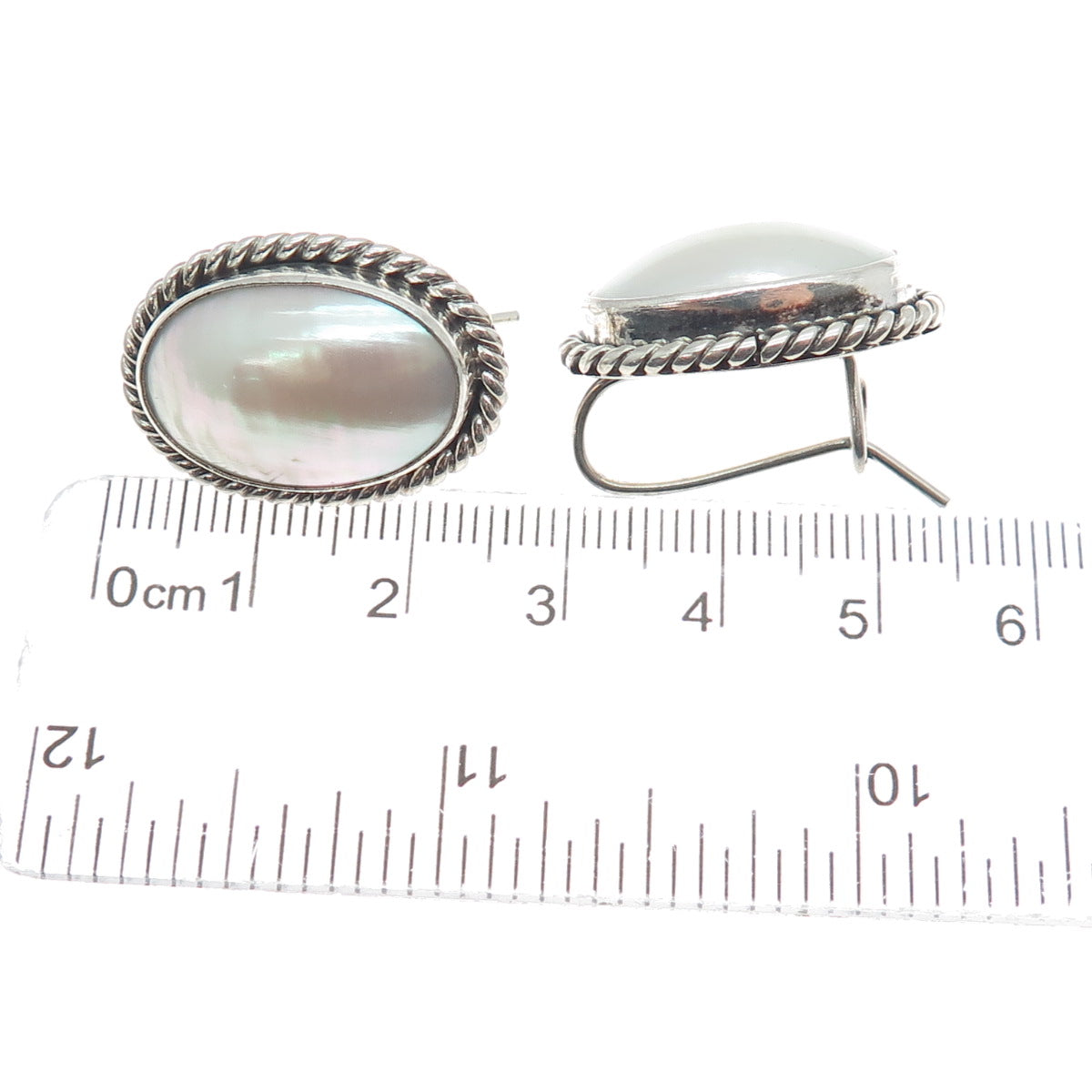 GILO & GRACE NAKAI NAVAJO Old Pawn Sterling Silver Vintage MOP Tribal Earrings