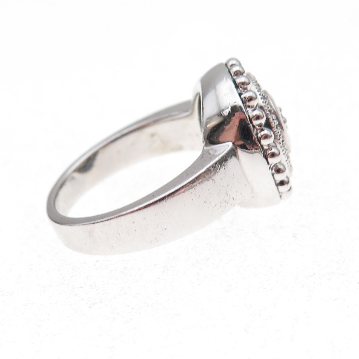 925 Sterling Silver Mexico Real Diamond Wheel of Fortune Ring Size 7.25
