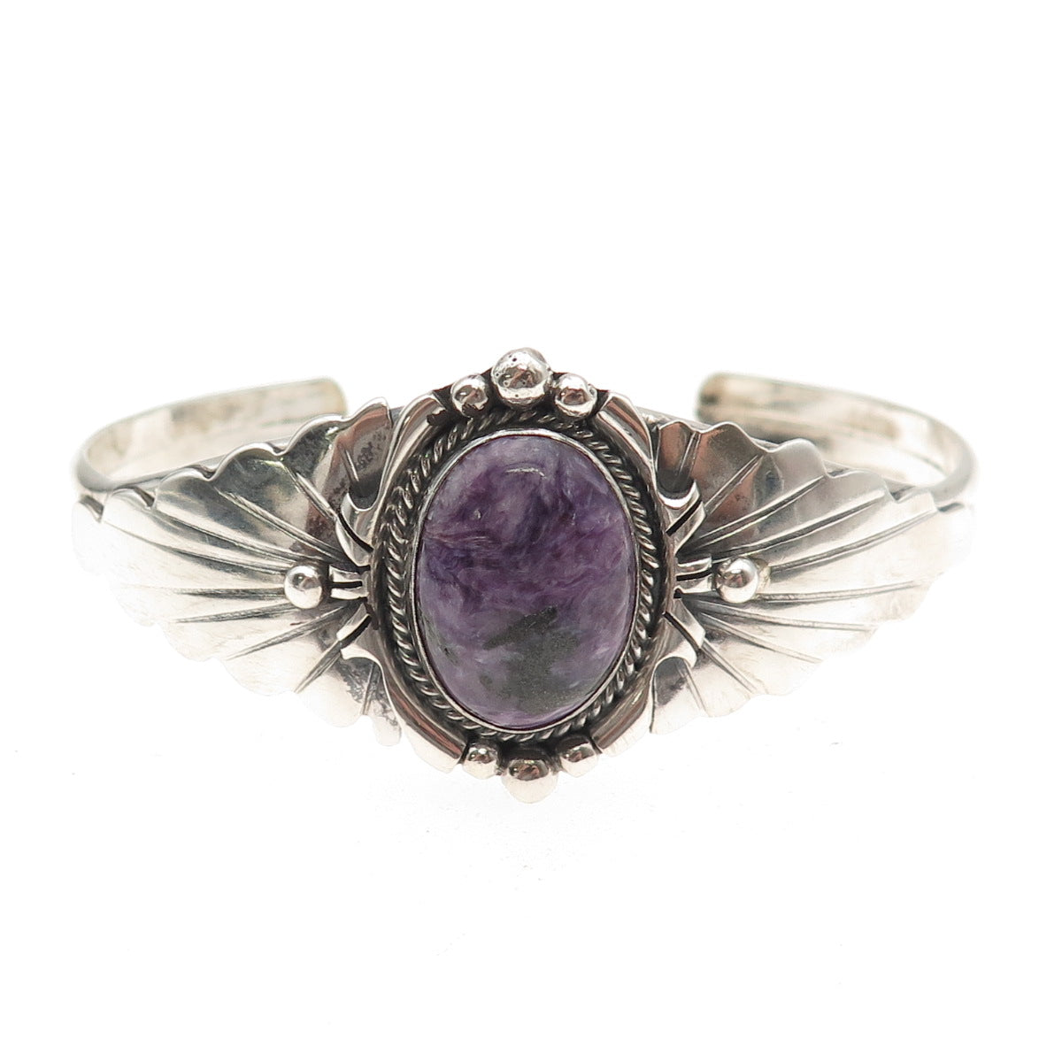 Leeann Lee Navajo Old Pawn Sterling Vintage Charoite Adjustable Bracelet 6.5"
