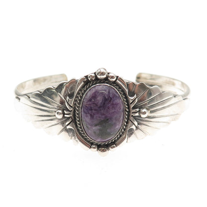 Leeann Lee Navajo Old Pawn Sterling Vintage Charoite Adjustable Bracelet 6.5"