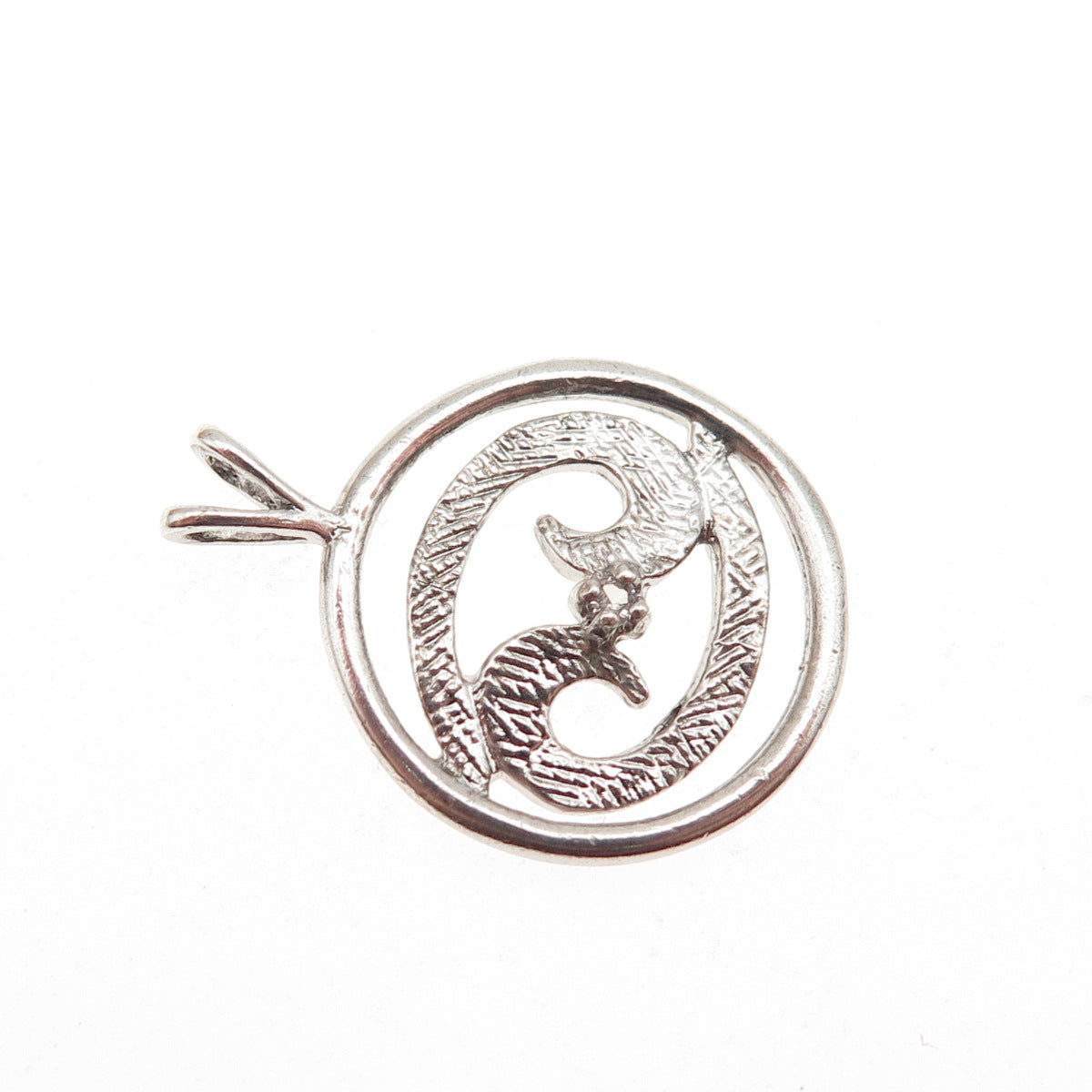 925 Sterling Silver Vintage Cancer Zodiac Sign Oxidized 3D Mini Charm Pendant
