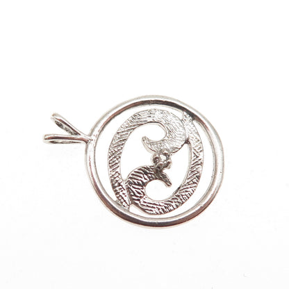 925 Sterling Silver Vintage Cancer Zodiac Sign Oxidized 3D Mini Charm Pendant