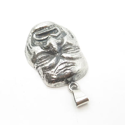 925 Sterling Silver Vintage Japanese Mask Oxidized Pendant
