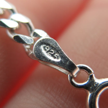 925 Sterling Silver Vintage Italy Figaro Link Bracelet 8"