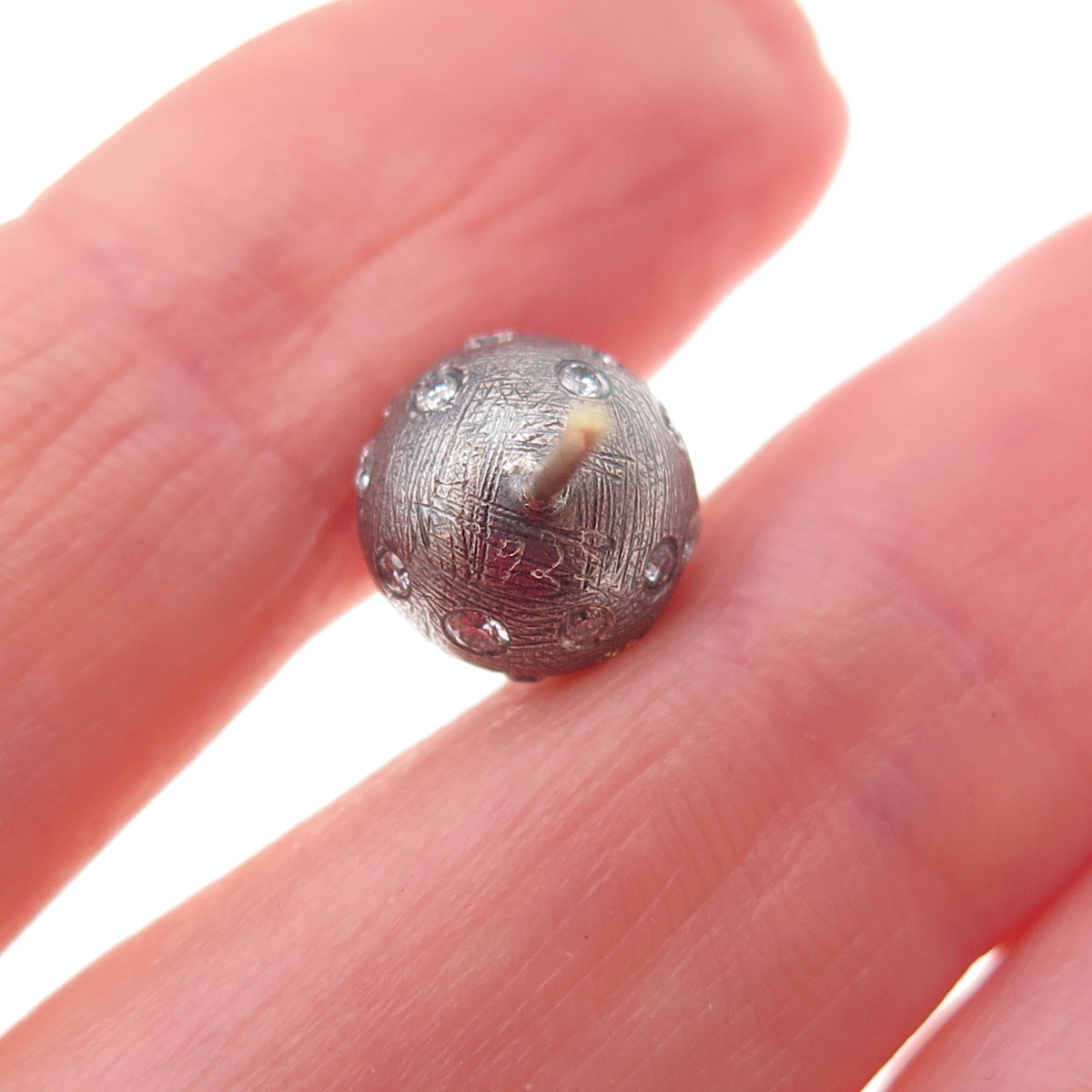 Rene Escobar 925 Sterling Silver Real Round-Cut Diamond Ball Stud Earrings