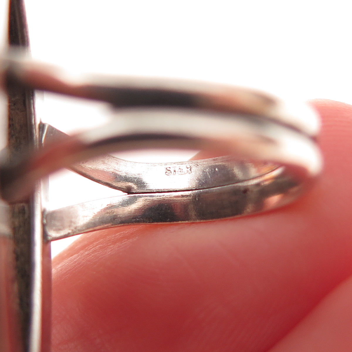 Old Pawn 925 Sterling Silver Vintage Southwestern Rhodonite Ring Size 3.75