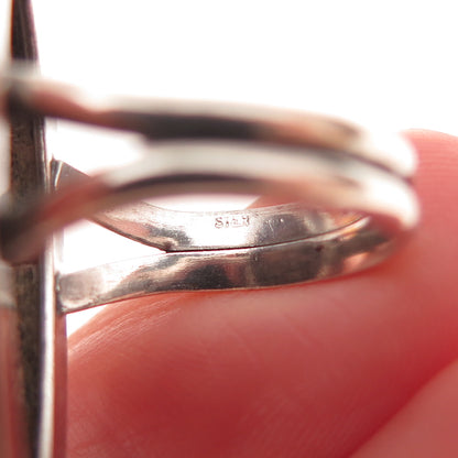 Old Pawn 925 Sterling Silver Vintage Southwestern Rhodonite Ring Size 3.75