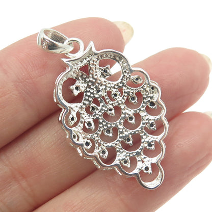 925 Sterling Silver Real Sapphire Pinecone Pendant