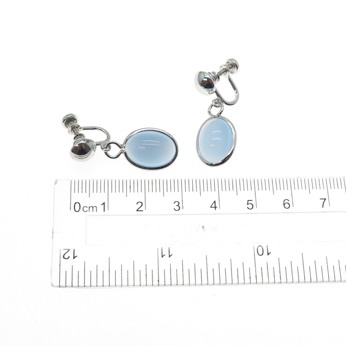AMCO 925 Sterling Silver Antique Art Deco Real Opalite Screw Back Earrings