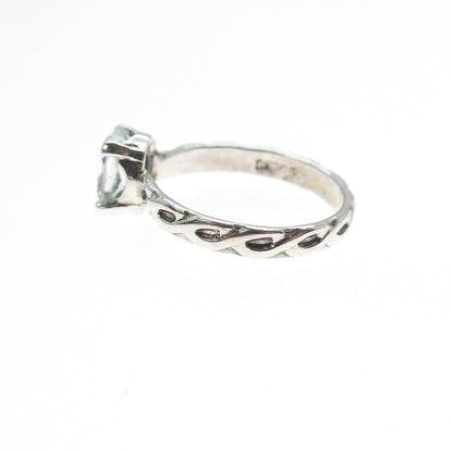 925 Sterling Silver Vintage Oval-Cut C Z Celtic Woven Ring Size 6