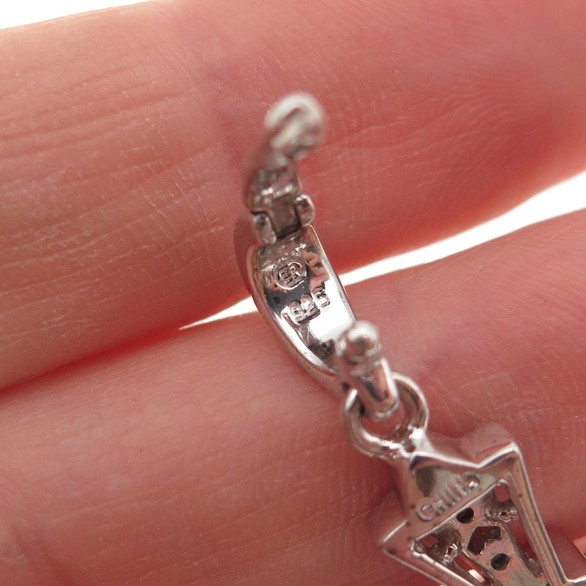 925 Sterling Silver Real Round-Cut Diamond Cross Charm Pendant