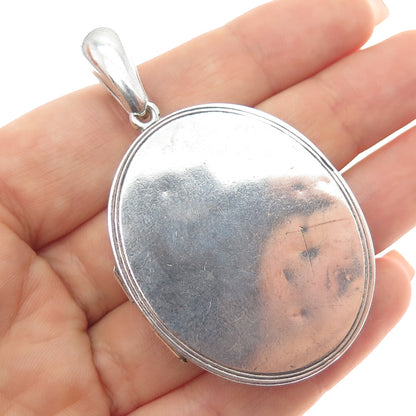 925 Sterling Silver Antique Victorian Engraved Flamingo Locket Charm Pendant