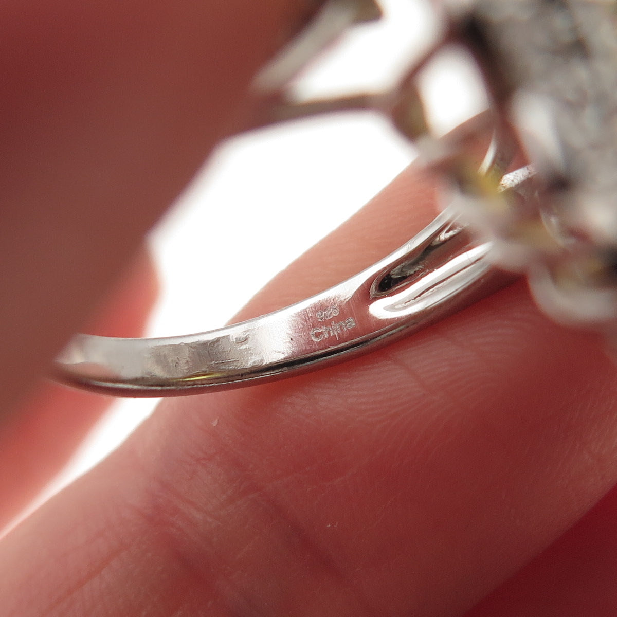 925 Sterling Silver Canary & White C Z Flower Ring Size 7.25