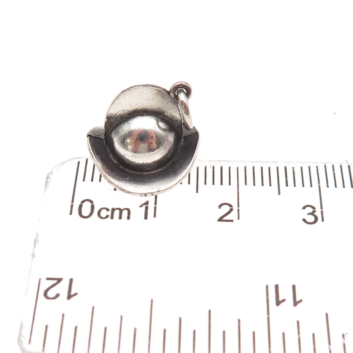 835 Silver Vintage Firefighter Helmet Oxidized 3D Charm Pendant