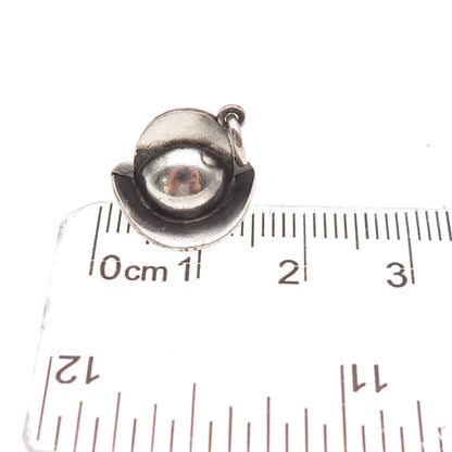 835 Silver Vintage Firefighter Helmet Oxidized 3D Charm Pendant