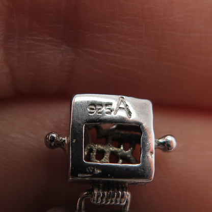 925 Sterling Silver Vintage Real Lavender Jade Chinese Character Bracelet 7.25"