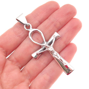 925 Sterling Silver Vintage Egyptian Ankh Crucifix Cross Charm Pendant