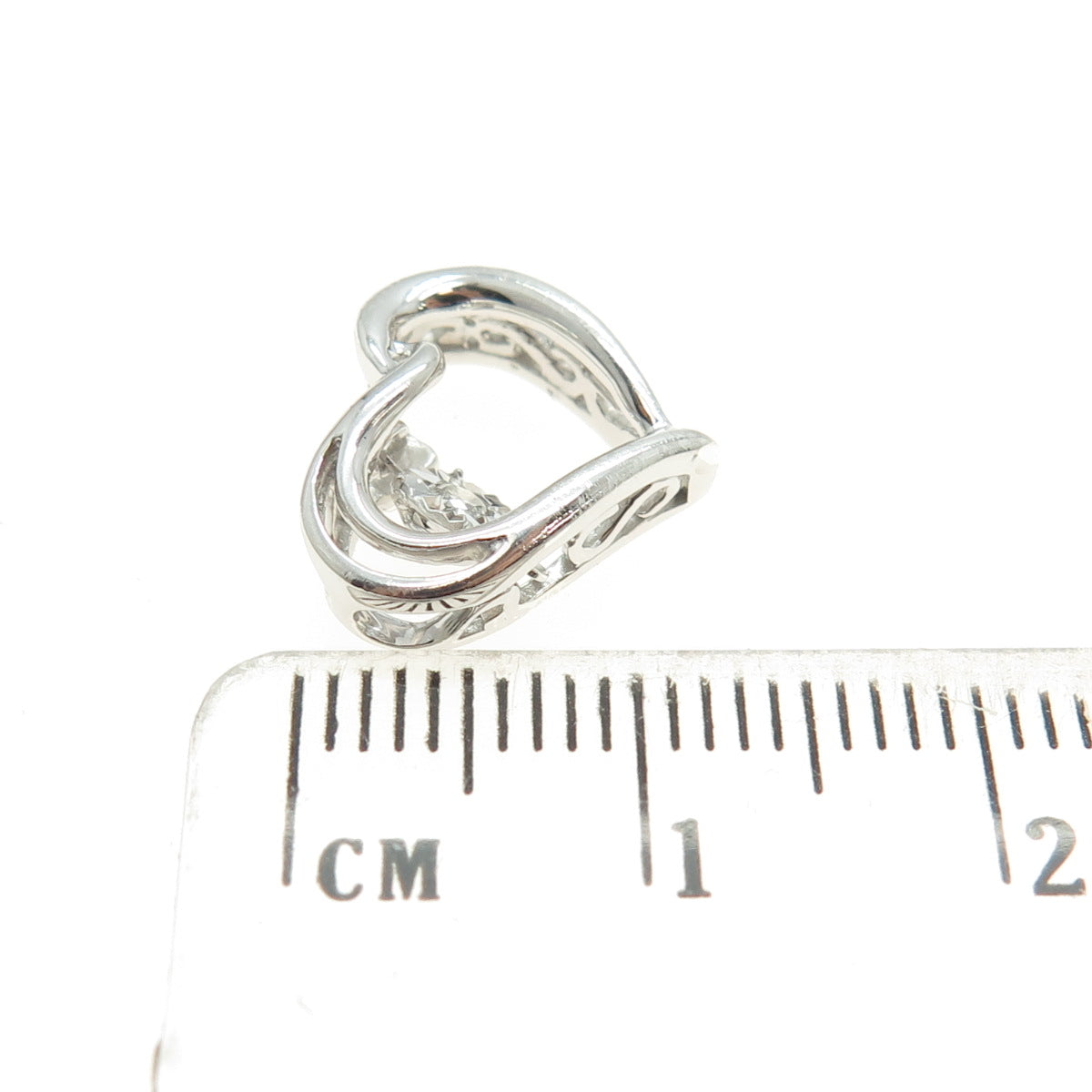ZEI 925 Sterling Silver Real Round-Cut Diamond Heart Minimalist Slide Pendant