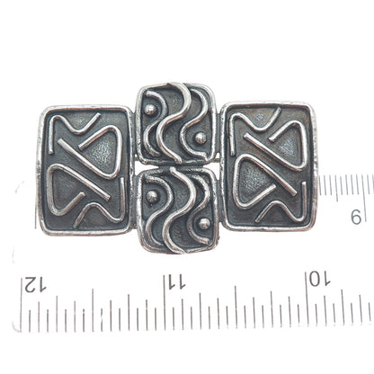 925 Sterling Silver Vintage Modernist Oxidized Pin Brooch