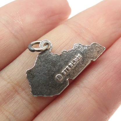 FRENCH & FRANKLIN 925 Sterling Silver Vintage Kentucky State Map Charm Pendant