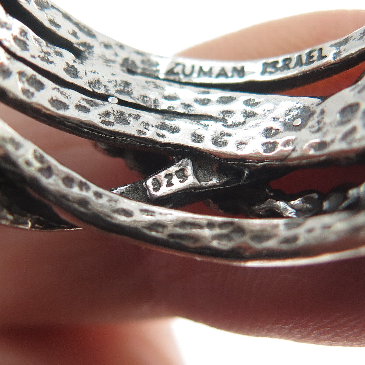 TAMIR ZUMAN 925 Sterling Silver Vintage Israel Crossover Beaded Ring Size 8.25