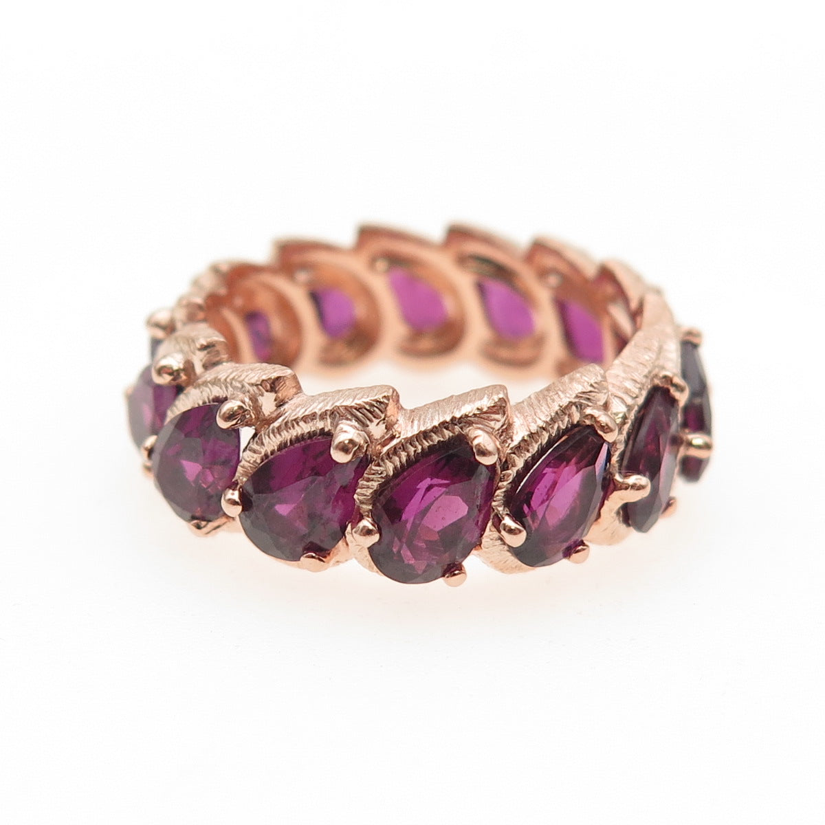 Michelle Albala 925 Sterling Silver Rose Gold Plated Real Amethyst Ring Size 7