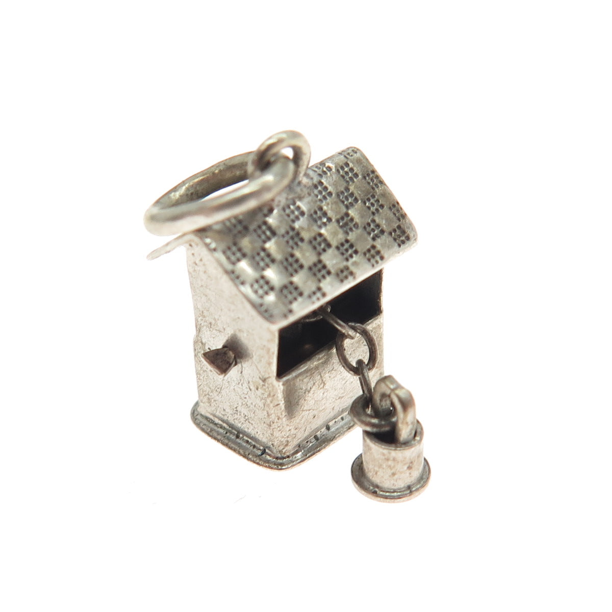 925 Sterling Silver Antique Art Deco Wishing Well Charm Pendant