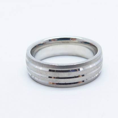 925 Sterling Silver Striped Band Ring Size 5.75