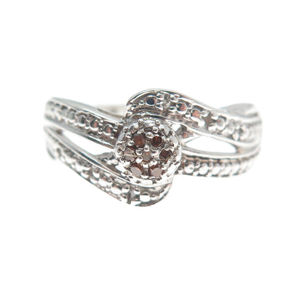 CHUCK CLEMENCY 925 Sterling Silver Real Round-Cut Diamond Ring Size 8.25