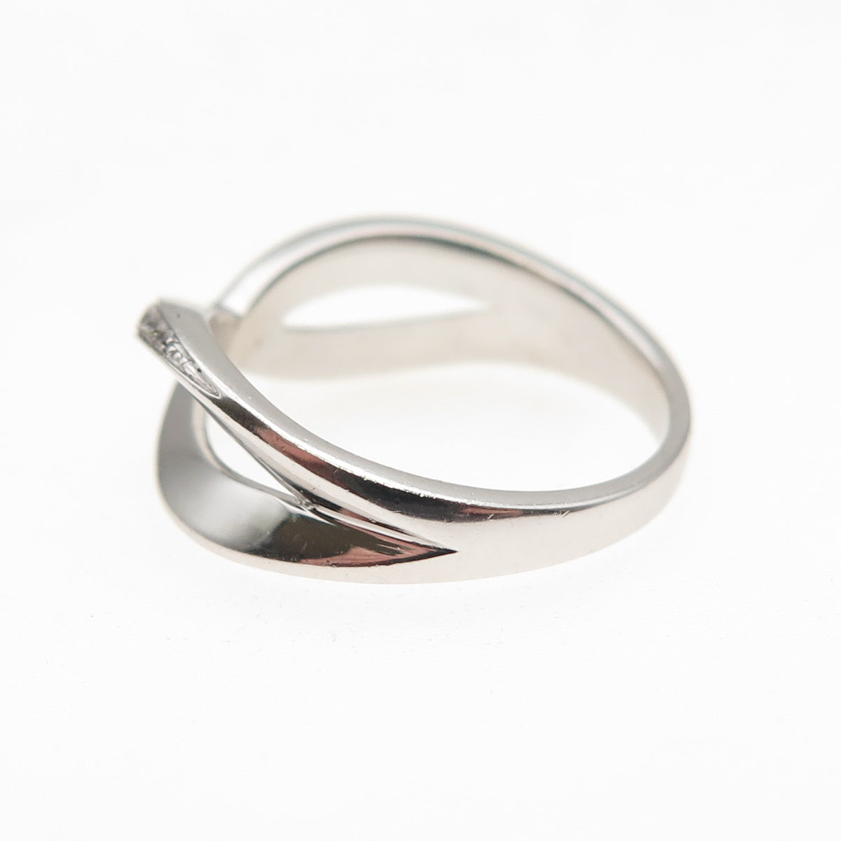 925 Sterling Silver Round-Cut C Z Crisscross Ring Size 7.25