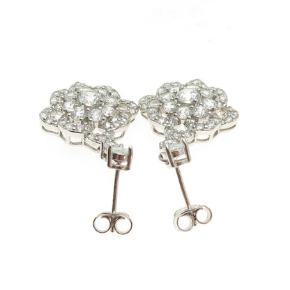 925 Sterling Silver Pear & Round-Cut Shaped C Z Dangle Earrings