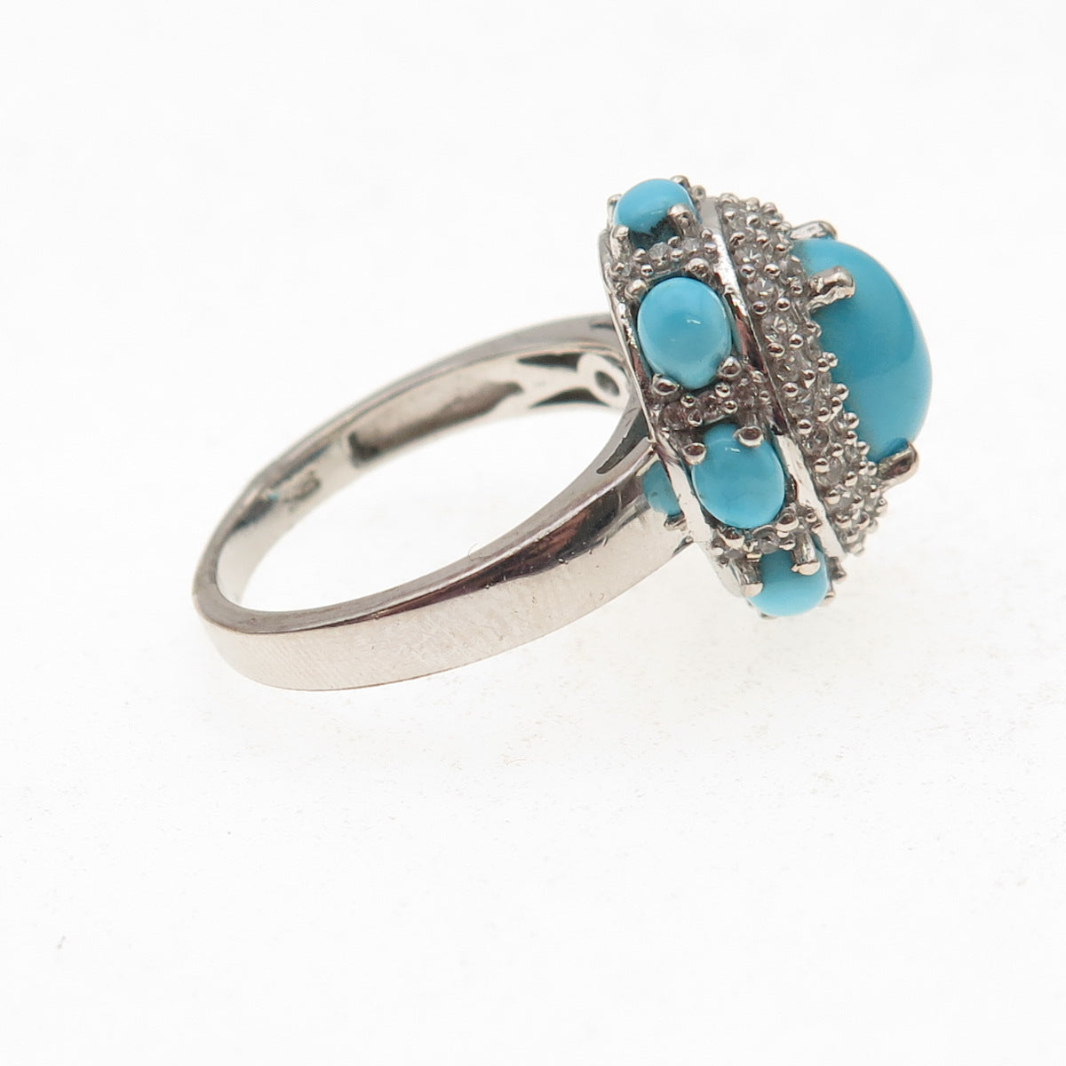 Chuck Clemency Sterling Silver Real Sleeping Beauty Turquoise Topaz Ring Size 8