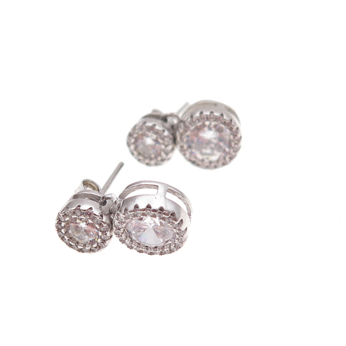 925 Sterling Silver Round-Cut C Z Drop Earrings