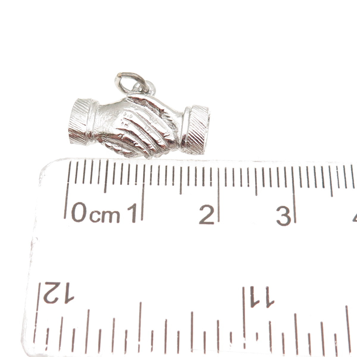 925 Sterling Silver Vintage Handshake 3D Mini Charm Pendant