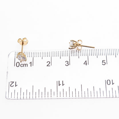 925 Sterling Silver Gold Plated Oval-Cut C Z Stud Earrings