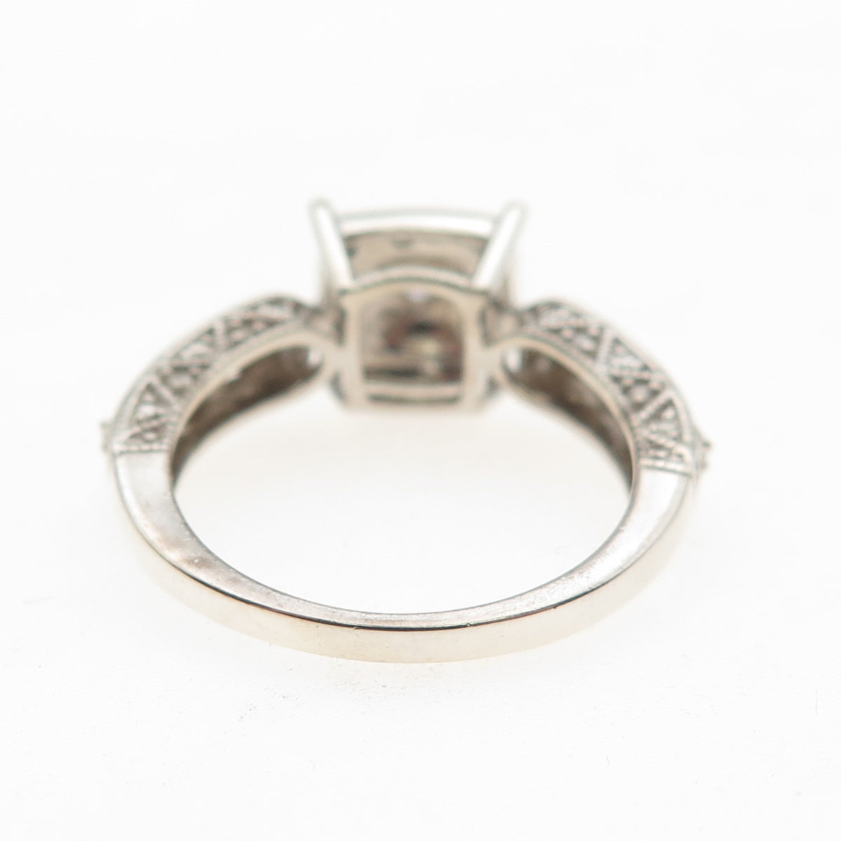 925 Sterling Silver Real Round-Cut Diamond Engagement Ring Size 7