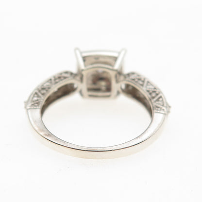 925 Sterling Silver Real Round-Cut Diamond Engagement Ring Size 7