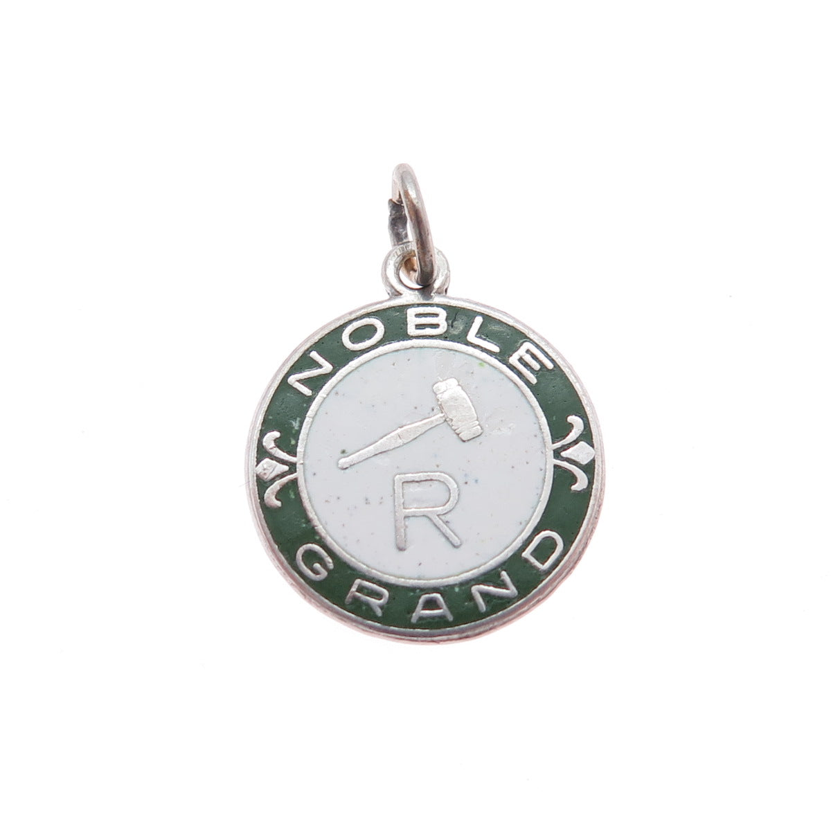 925 Sterling Silver Vintage Enamel Noble Grand Minimalist Charm Pendant