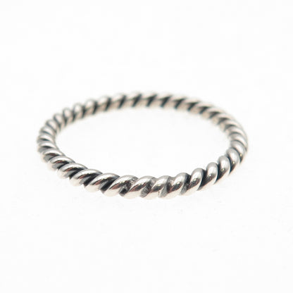 925 Sterling Silver Vintage Twisted Stackable Band Ring Size 9