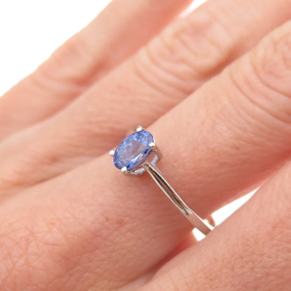 Chuck Clemency 925 Sterling Silver Real Oval-Cut Tanzanite Ring Size 8