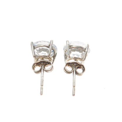 925 Sterling Silver Round-Cut C Z Stud Earrings