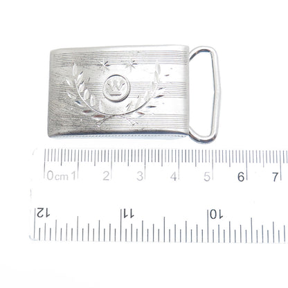 925 Sterling Silver Antique Diamond-Cut Westinghouse 25 Years Award Belt Buckle