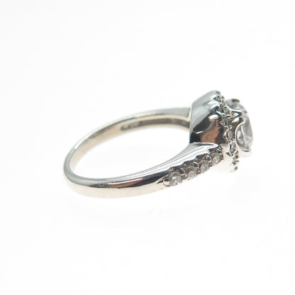 925 Sterling Silver Round-Cut C Z Engagement Ring Size 7
