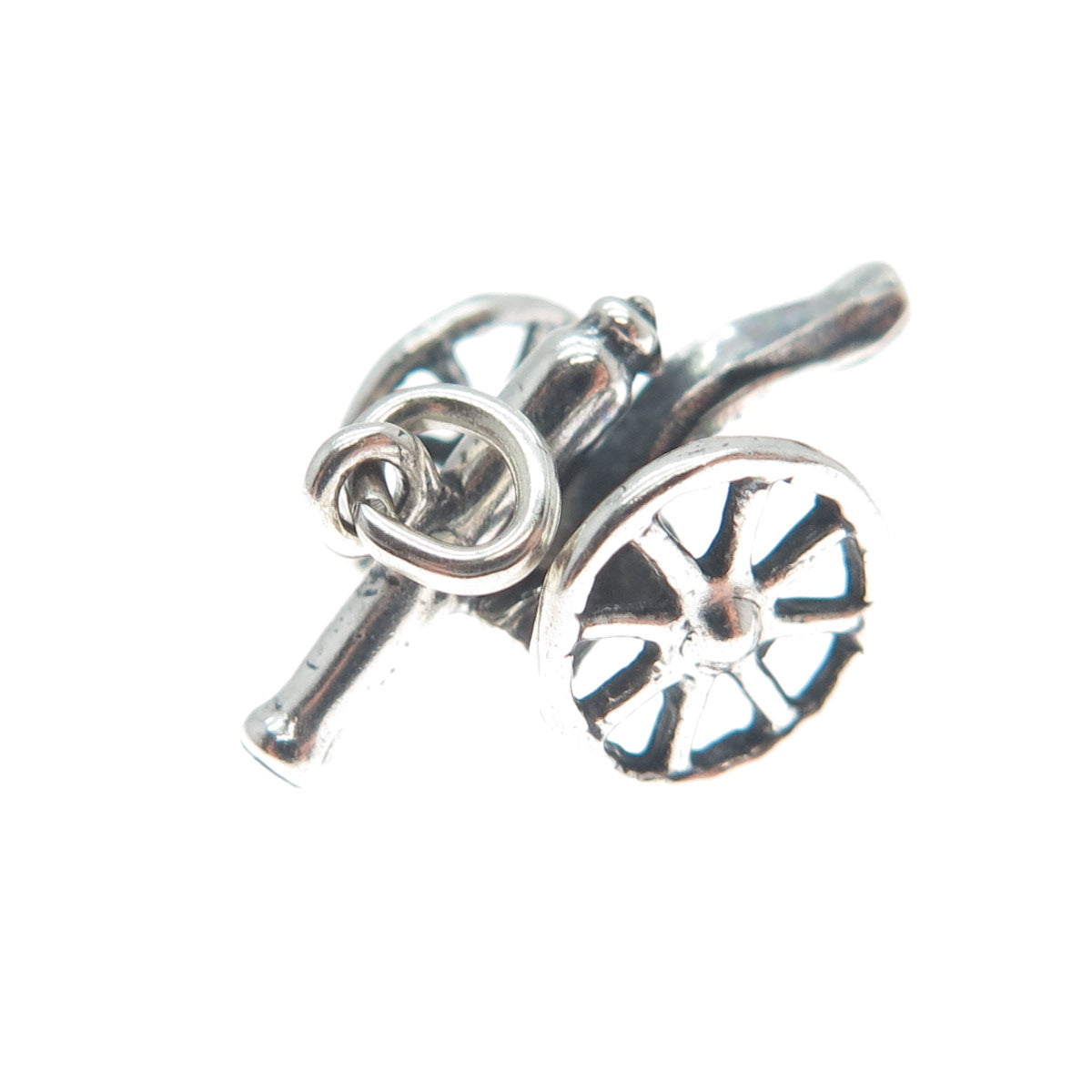 WHEELER MFG CO 925 Sterling Silver Vintage Cannon Military Minimalist 3D Pendant