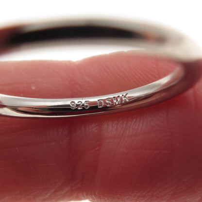 DSMK 925 Sterling Silver Round-Cut C Z Engagement Ring Size 7