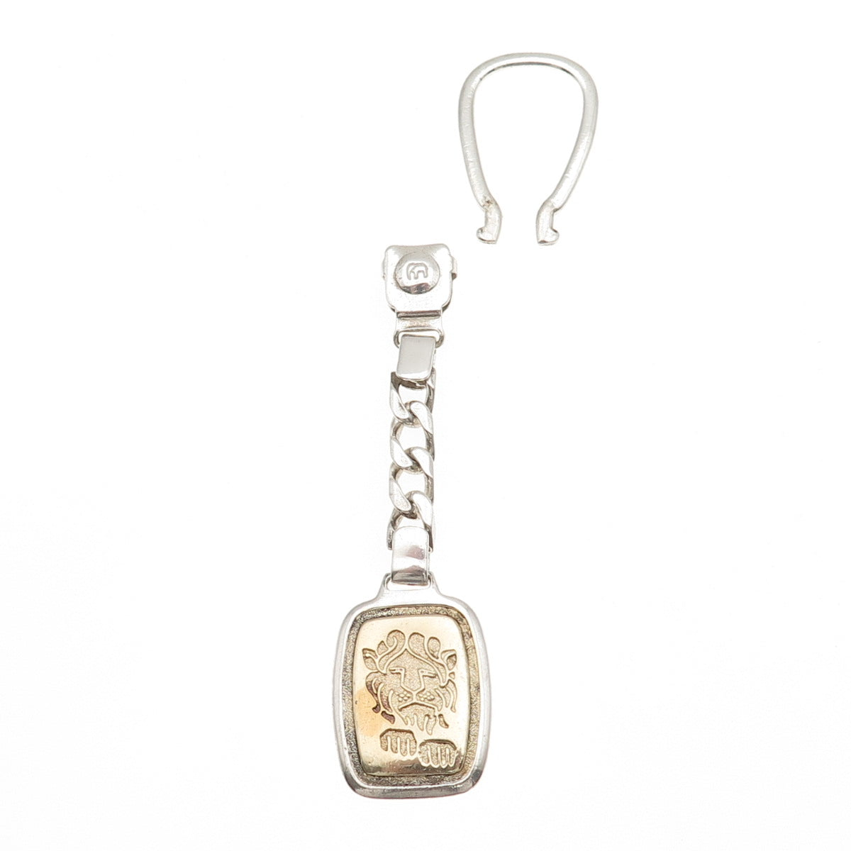 950 Silver 2-Tone Vintage Leo Zodiac Sign Key Fob Chain Holder